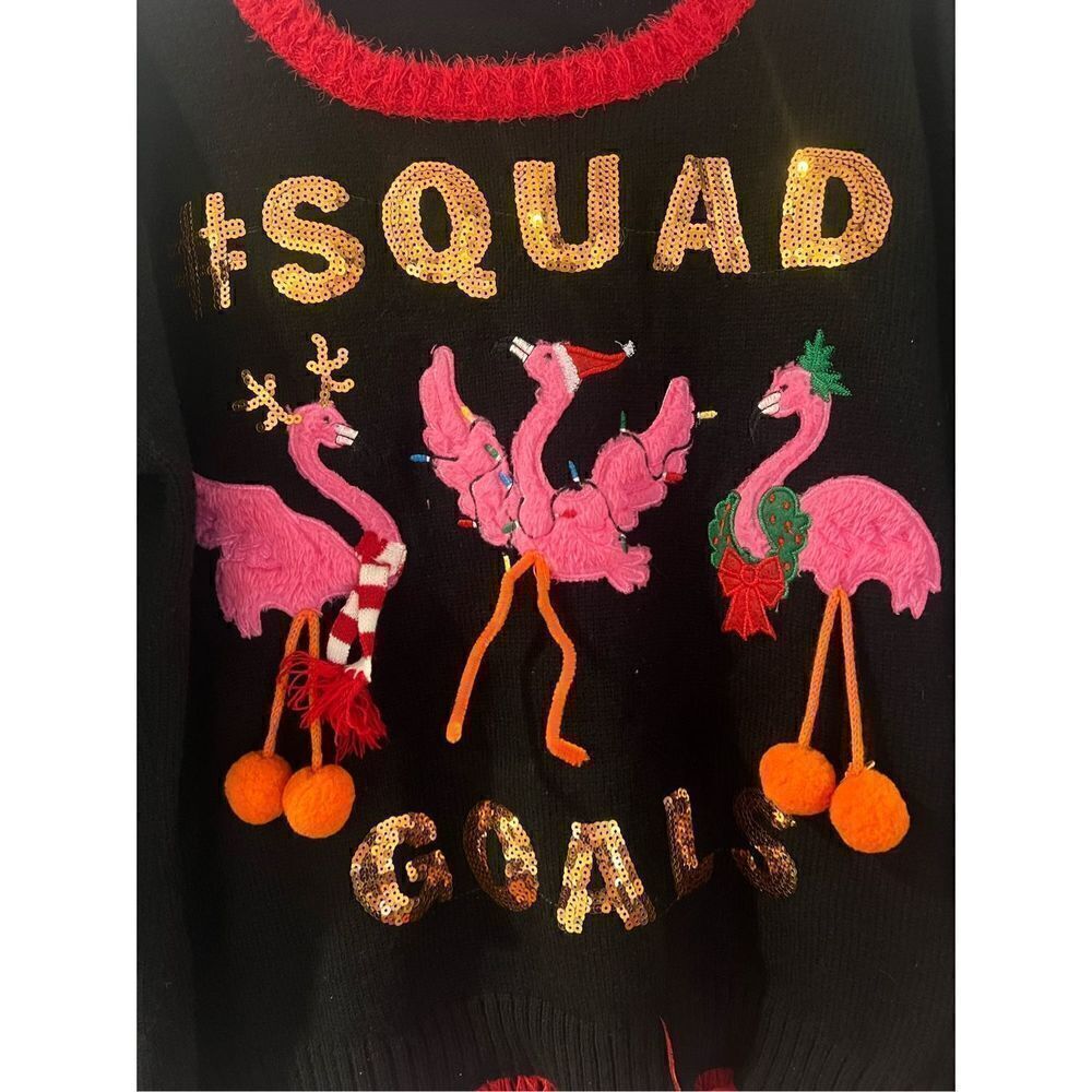 United States Sweaters #squad goals Holiday ugly Christmas Flamingos Sweater - Picture 2 of 7